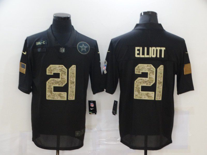 Men Dallas cowboys #21 Elliott Black camo Lettering 2020 Nike NFL Jersey